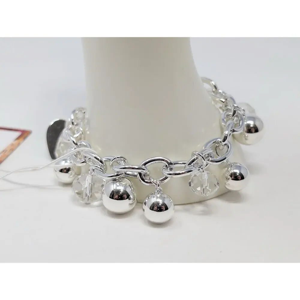 Chico's Bracelet Charm VIP Charmed Life Silver Tone Beaded 8